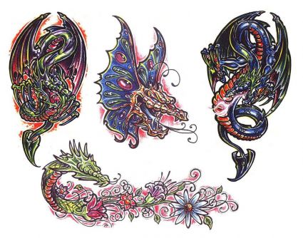 Colored Dragon Tattoo Pics